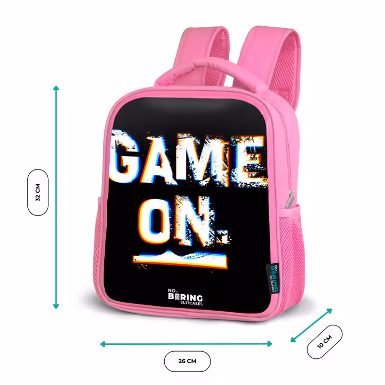Game on in zwart wit Kinderrugzak - Roze middel -productfoto_formaten