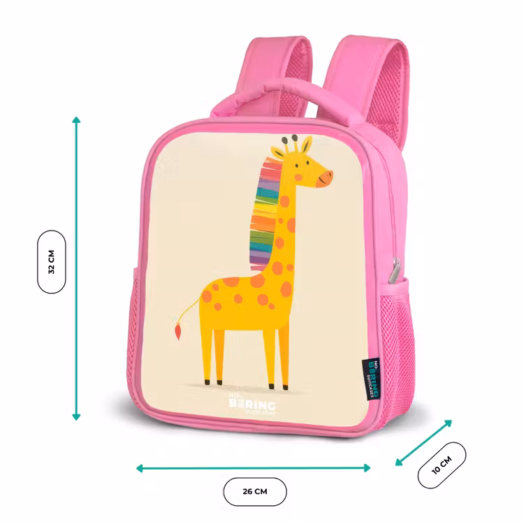 Giraffe - Dier - Kleurrijk Kinderrugzak - Roze middel -productfoto_formaten