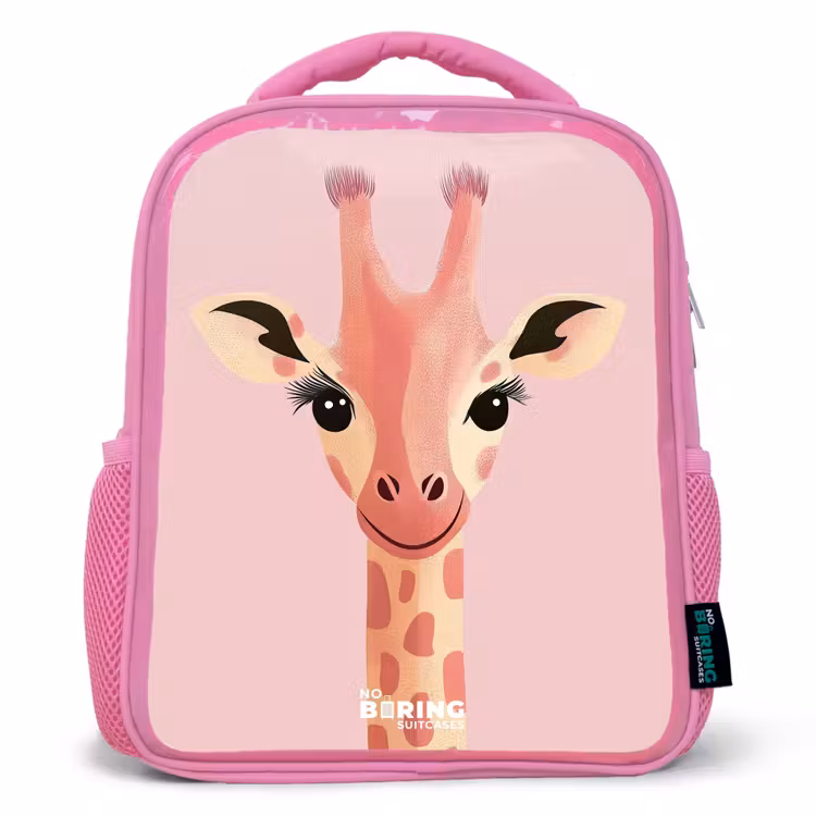 Giraffe - Wimpers - Minimalistisch - Roze Kinderrugzak - Roze middel -3d