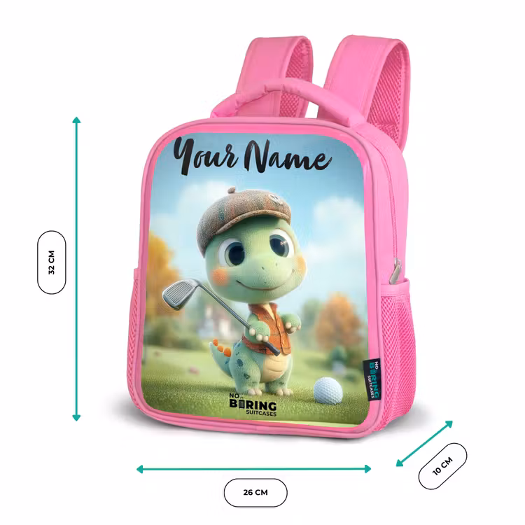 Golf - Dino - Groen Kinderrugzak - Roze middel -productfoto_formaten