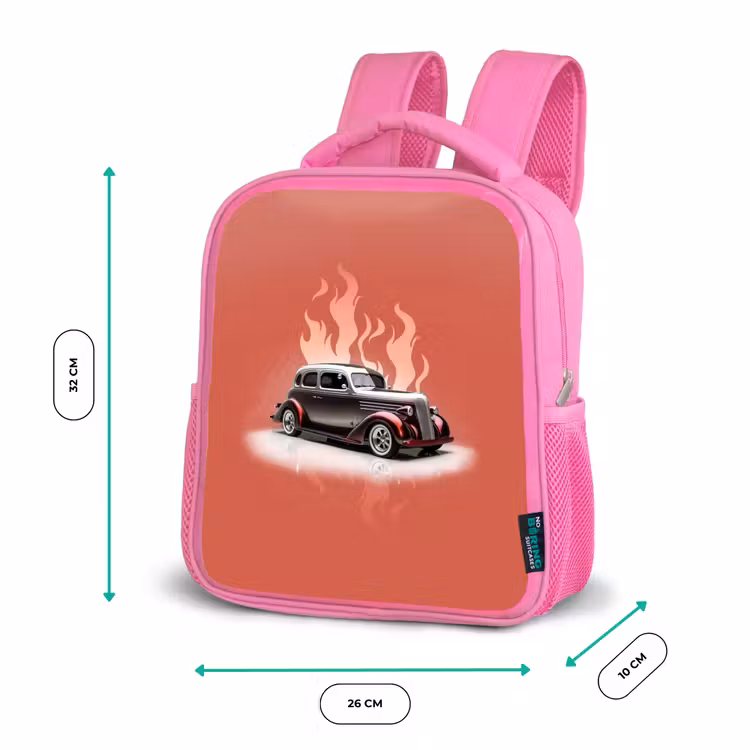 Grijze auto met roze vlammen Kinderrugzak - Roze middel -productfoto_formaten