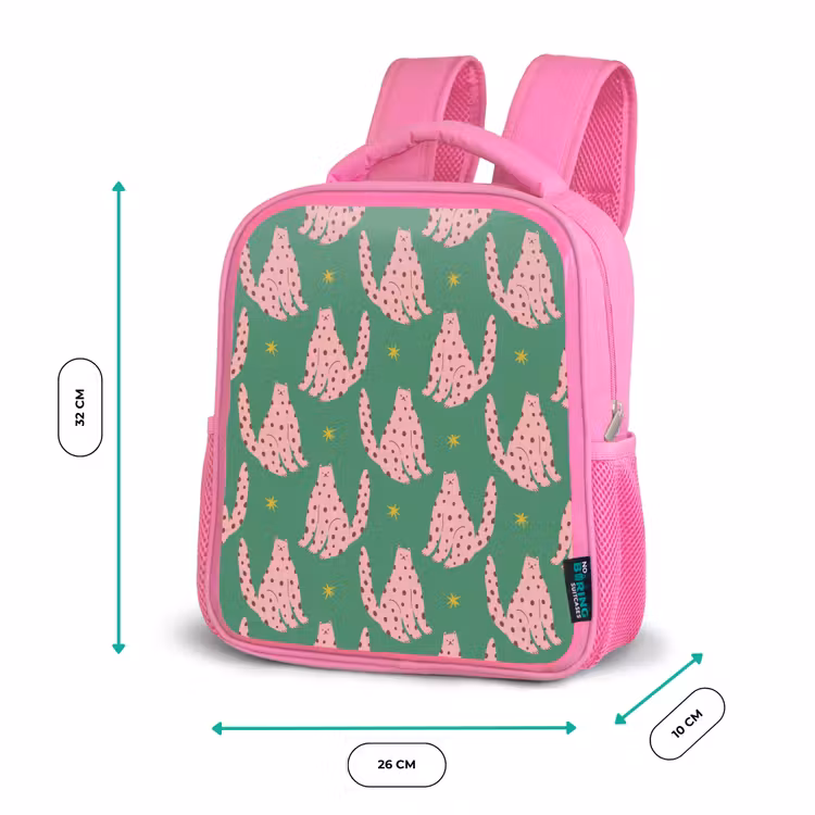 Groen - Katten - Stippen - Sterren Kinderrugzak - Roze middel 863 -productfoto_formaten