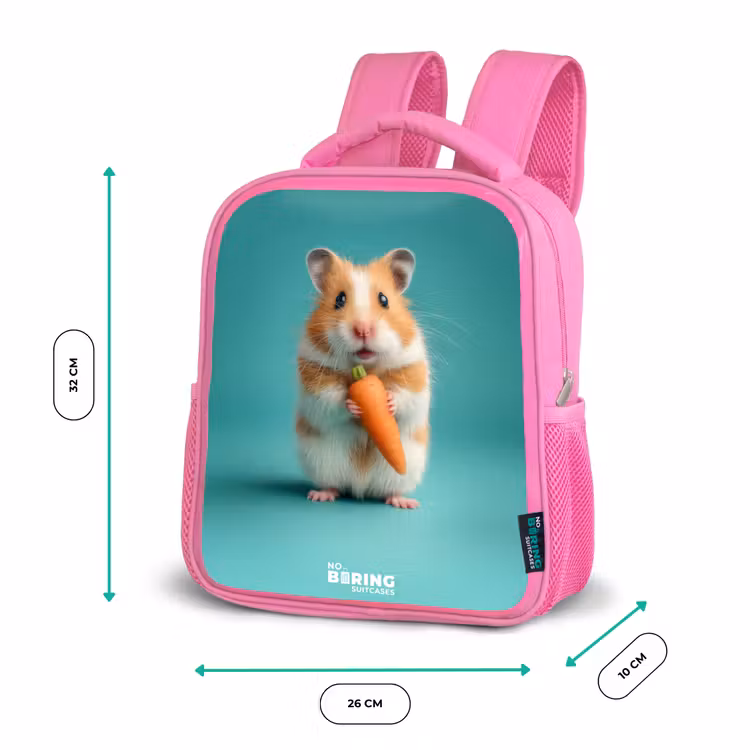 Hamster - Wortel - Dier Kinderrugzak - Roze middel -productfoto_formaten