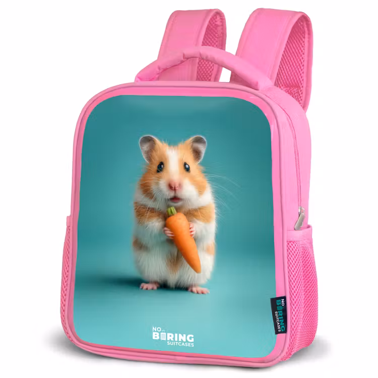 Hamster - Wortel - Dier Kinderrugzak - Roze middel -schuin