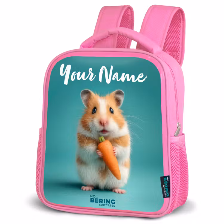 Hamster - Wortel - Dier Kinderrugzak - Roze middel -schuin
