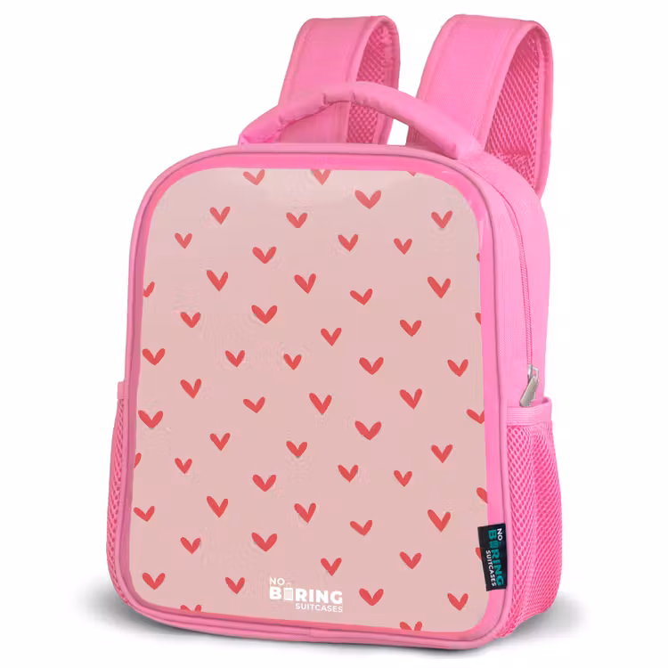 Hartjespatroon met roze kleuren Kinderrugzak - Roze middel -schuin
