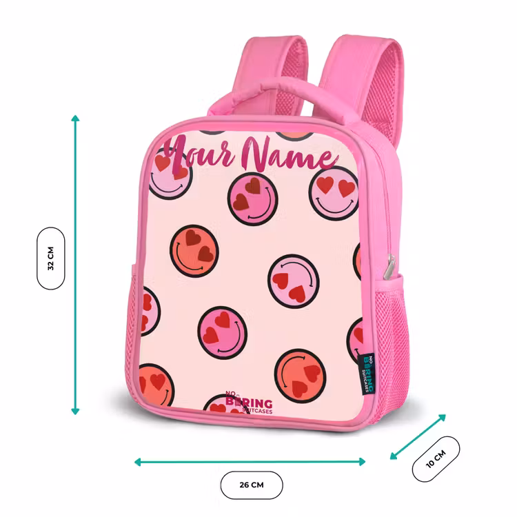 Hartje - Smiley - Patroon Kinderrugzak - Roze middel -productfoto_formaten