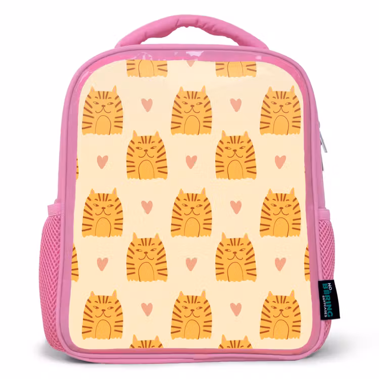 Hartjes - Katten - Strepen - Beige Kinderrugzak - Roze middel 863 -3d