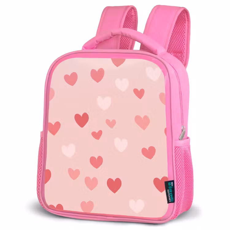 Hartjes - Patroon - Roze - Eenvoudig Kinderrugzak - Roze middel -schuin