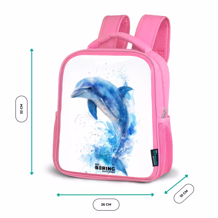 Springende blauwe dolfijn Kinderrugzak - Roze middel -productfoto_formaten
