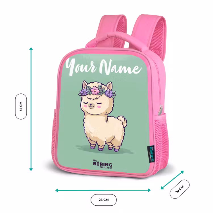 Kawai - Alpaca - Groen Kinderrugzak - Roze middel -productfoto_formaten