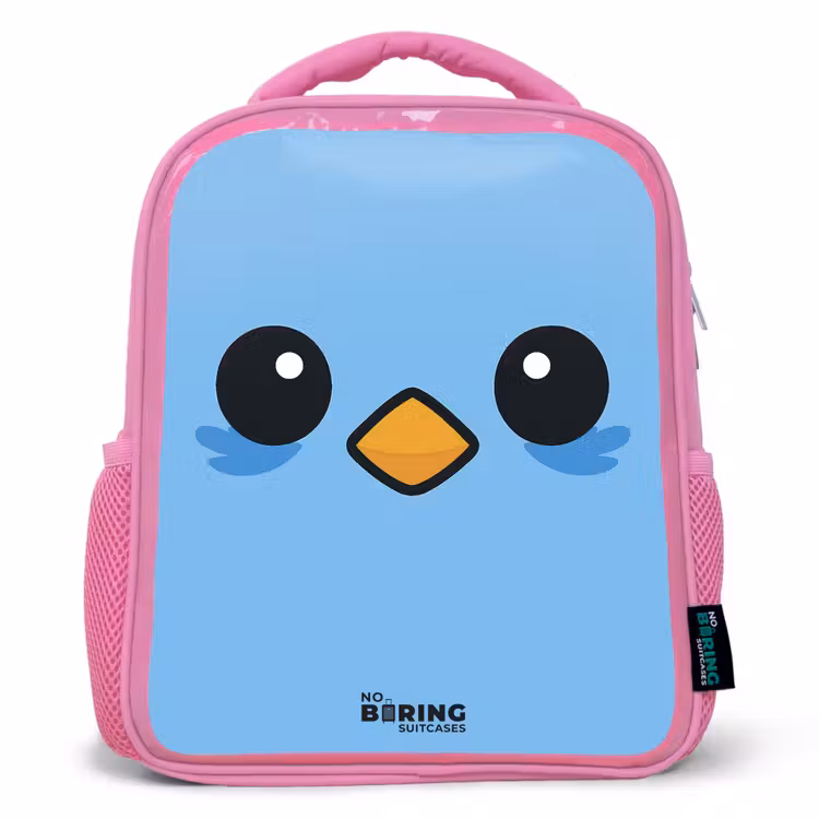 Kawai - Vogel - Blauw Kinderrugzak - Roze middel -3d