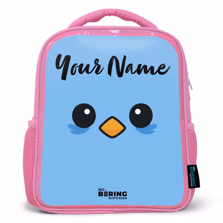 Kawai - Vogel - Blauw Kinderrugzak - Roze middel -3d