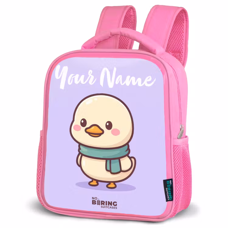 Kawai - Eend - Sjaal Kinderrugzak - Roze middel -schuin