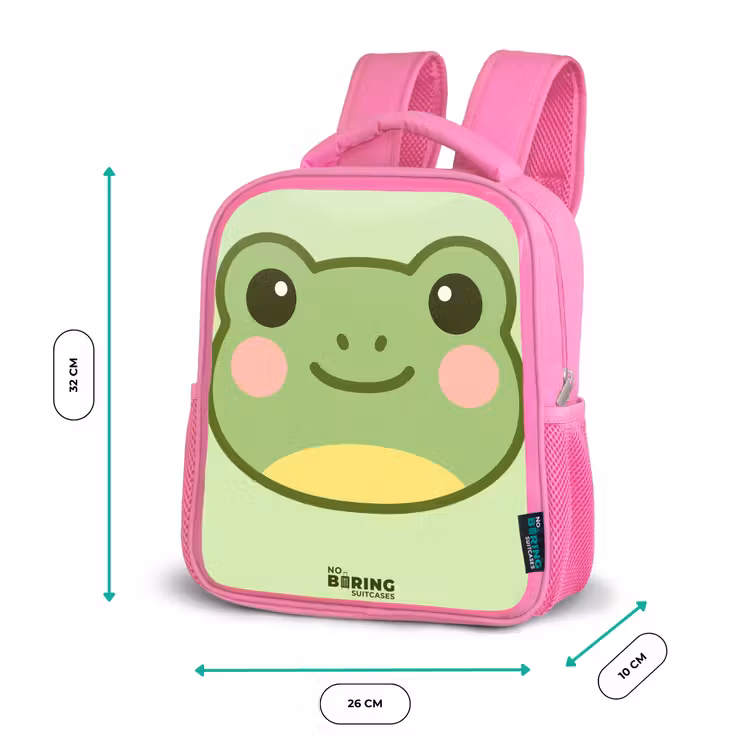 Kawai - Kikker - Groen Kinderrugzak - Roze middel -productfoto_formaten