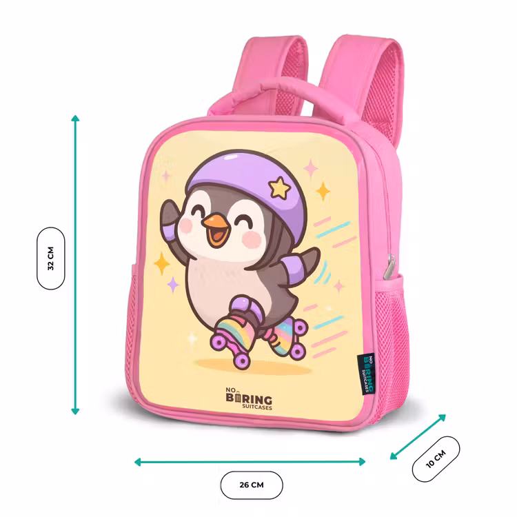Kawai - Pinguin - Rolschaatsen Kinderrugzak - Roze middel -productfoto_formaten