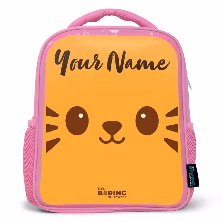 Kawai - Tijger - Oranje Kinderrugzak - Roze middel -3d