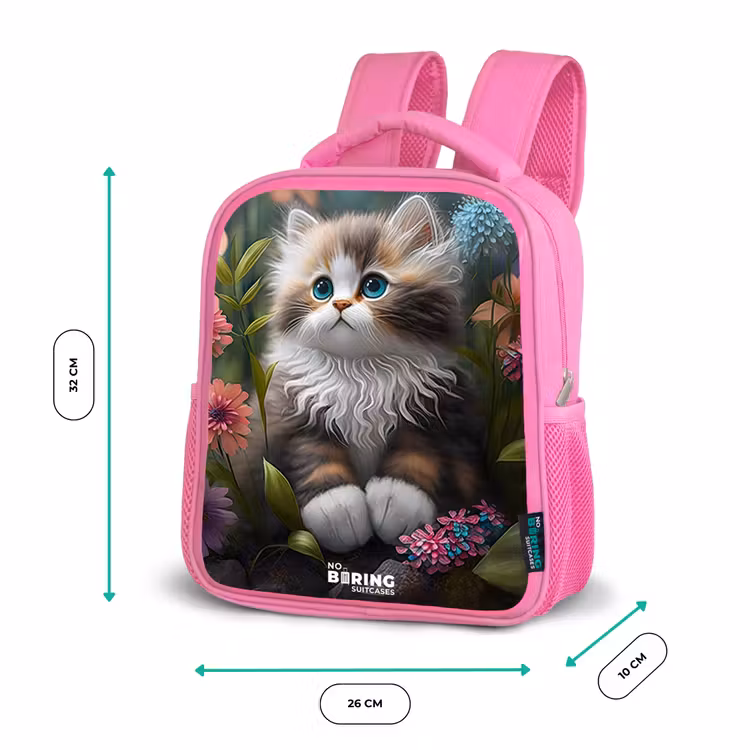 Kitten tussen bloemen Kinderrugzak - Roze middel -productfoto_formaten