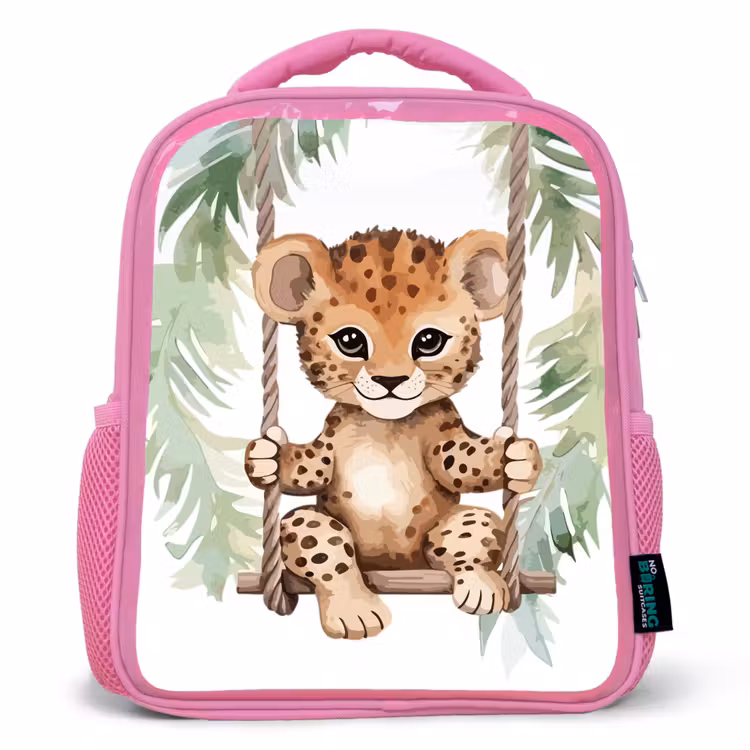 Luipaard - Dier - Kinderen - Jungle Kinderrugzak - Roze middel -3d