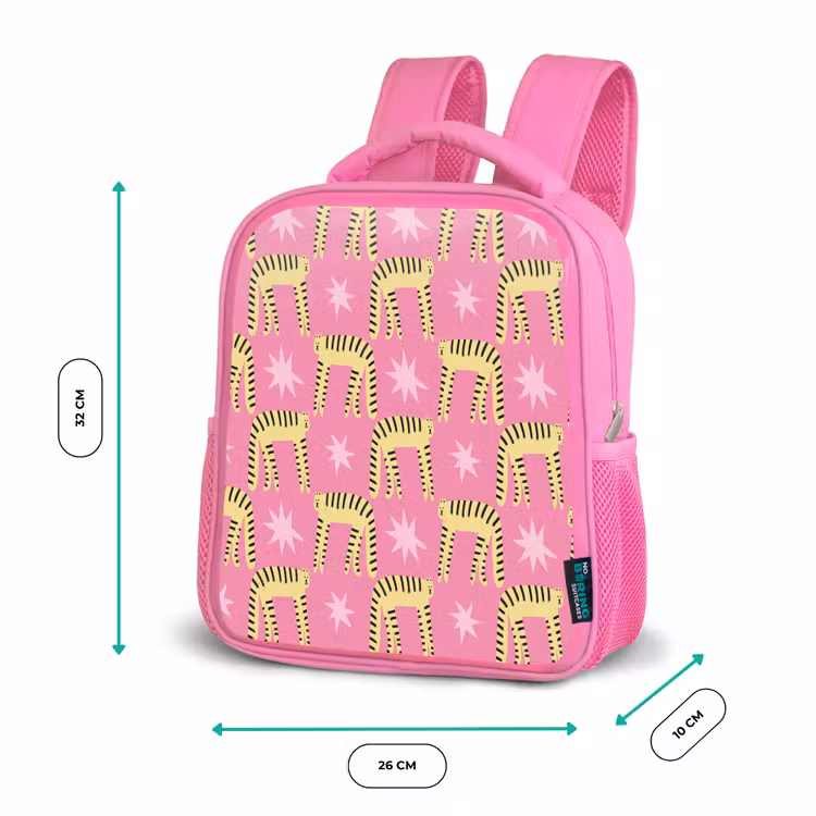 Langbenige -Tijgerkatten - Roze - Sterren Kinderrugzak - Roze middel 863 -productfoto_formaten