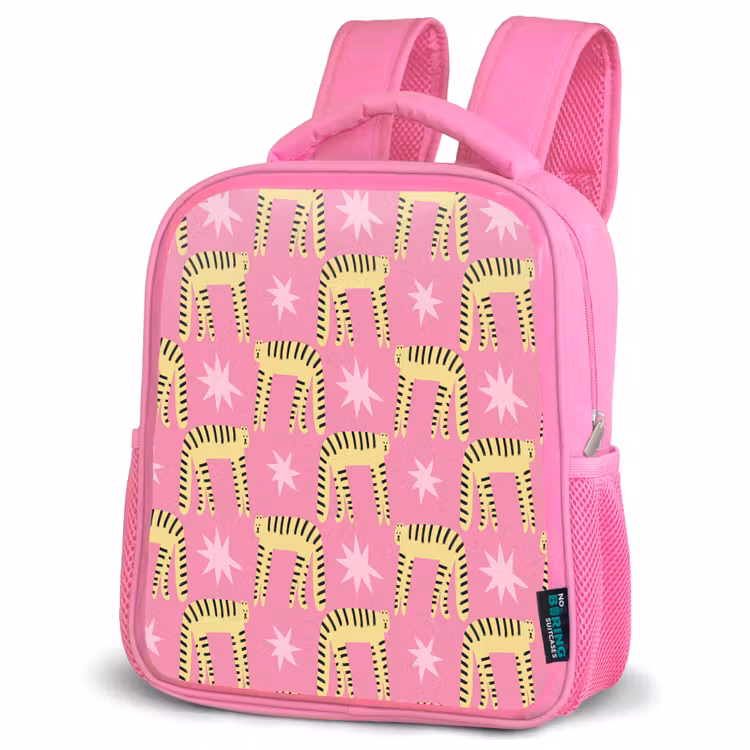 Langbenige -Tijgerkatten - Roze - Sterren Kinderrugzak - Roze middel 863 -schuin