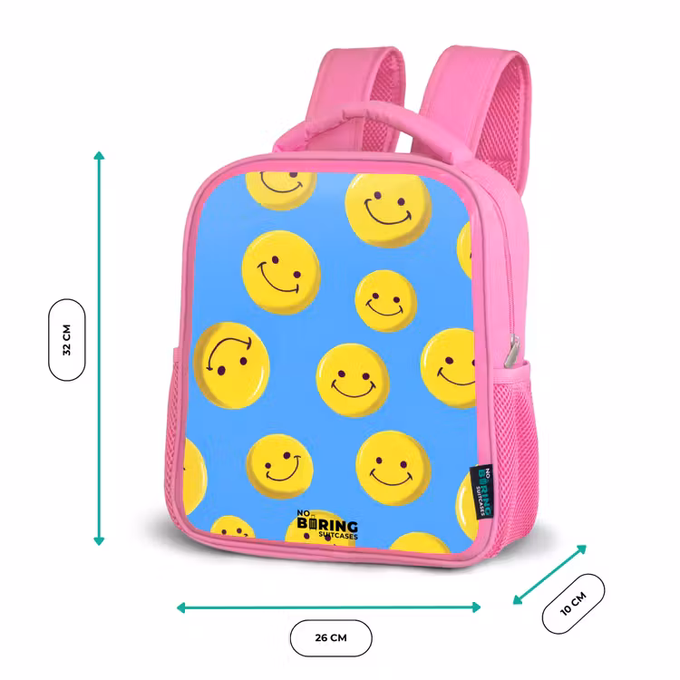 Vrolijke smileyregen Kinderrugzak - Roze middel -productfoto_formaten