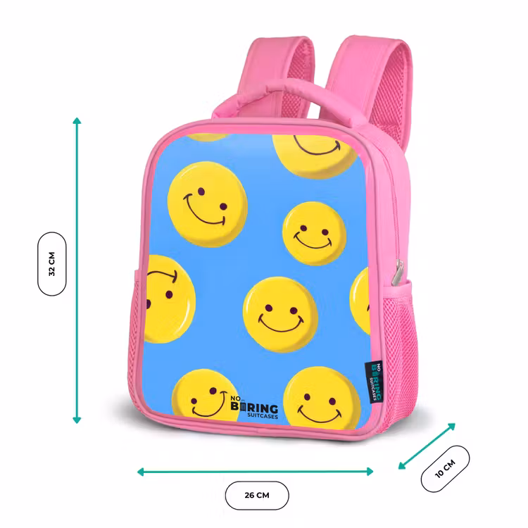 Vrolijke smileyregen Kinderrugzak - Roze middel -productfoto_formaten