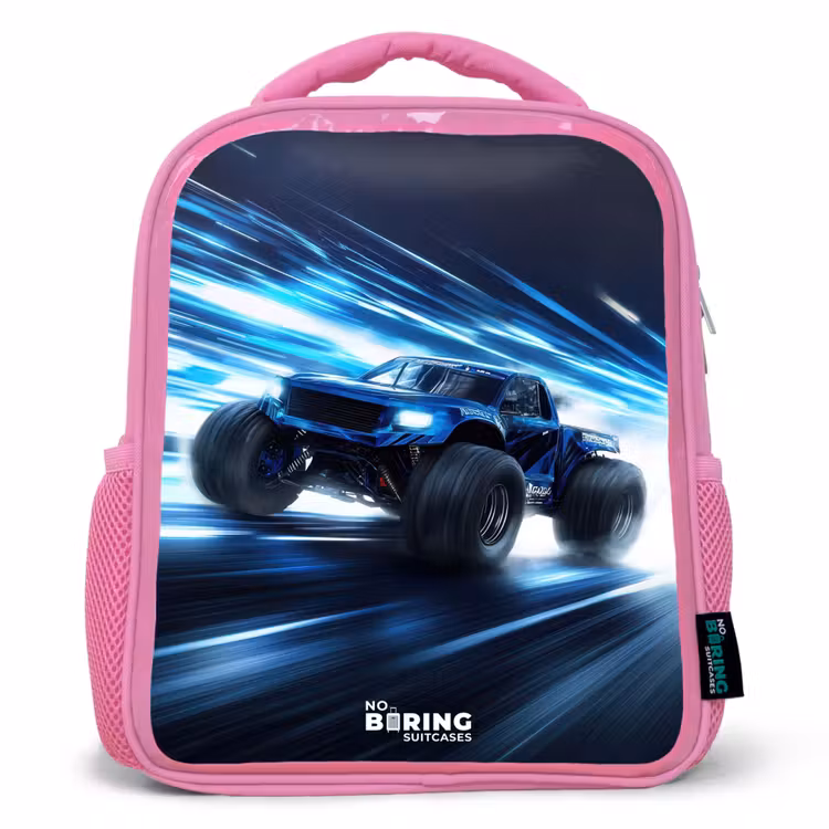 Monstertruck raast door lichtsnelheid Kinderrugzak - Roze middel -3d