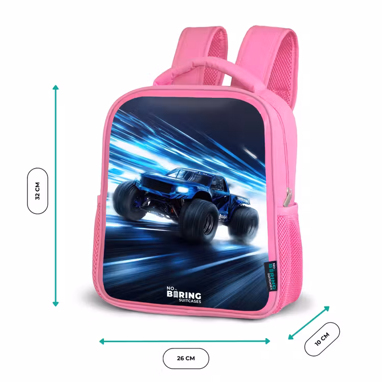 Monstertruck raast door lichtsnelheid Kinderrugzak - Roze middel -productfoto_formaten
