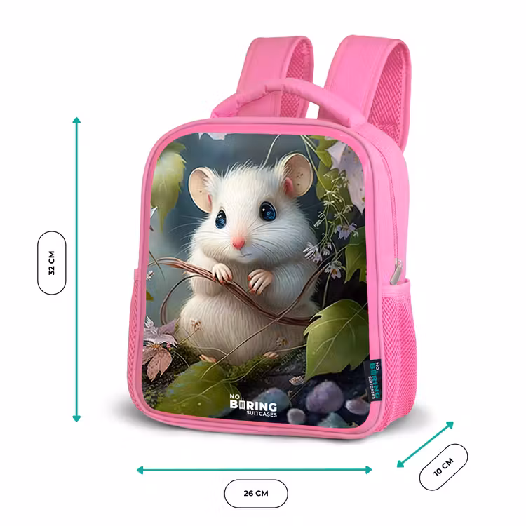 Muisje omringd door bladeren Kinderrugzak - Roze middel -productfoto_formaten