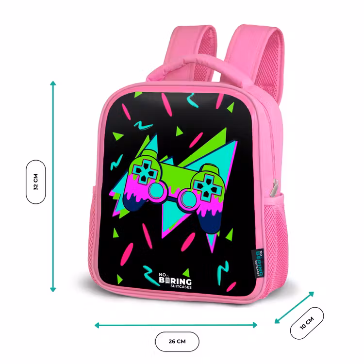 Neon controller op zwart Kinderrugzak - Roze middel -productfoto_formaten
