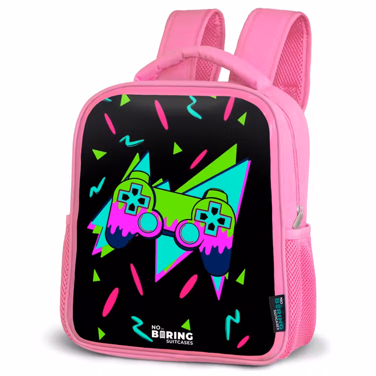 Neon controller op zwart Kinderrugzak - Roze middel -schuin