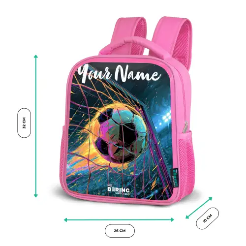 Neon - Net - Voetbal - Kleurrijk Kinderrugzak - Roze middel -productfoto_formaten