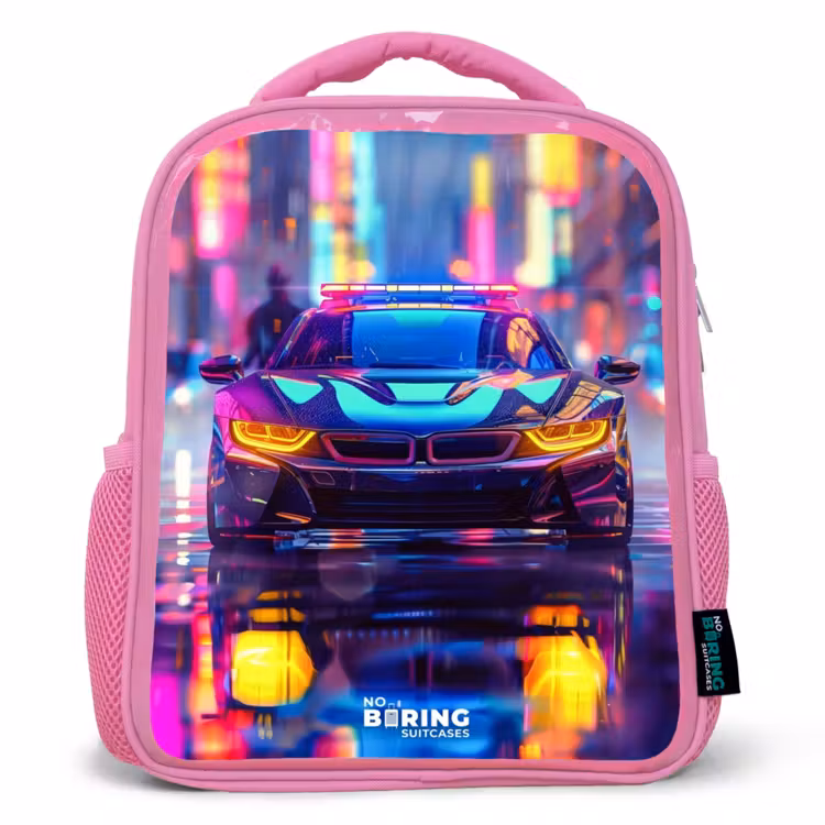 Neon nightcar Kinderrugzak - Roze middel -3d