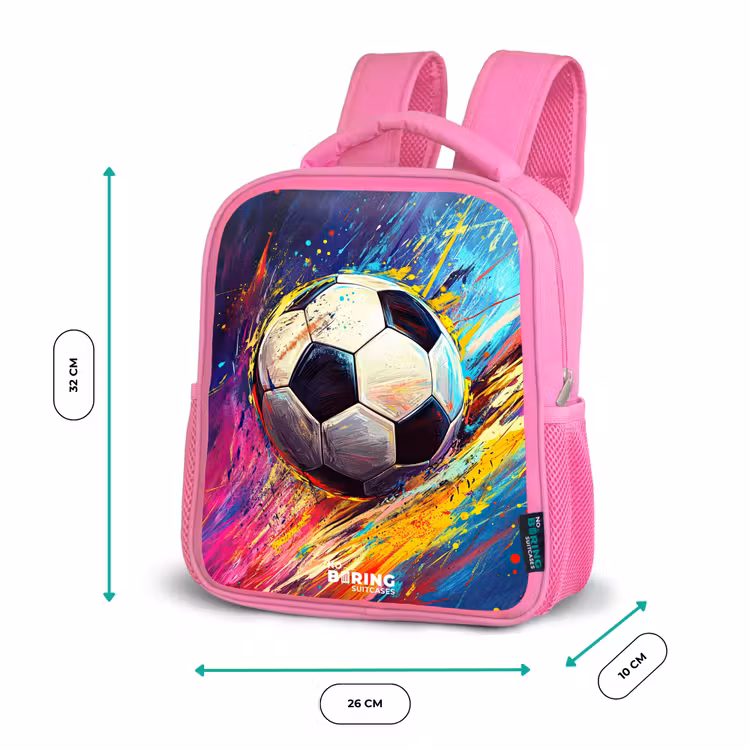 Neon - Voetbal - Kleurrijk Kinderrugzak - Roze middel -productfoto_formaten