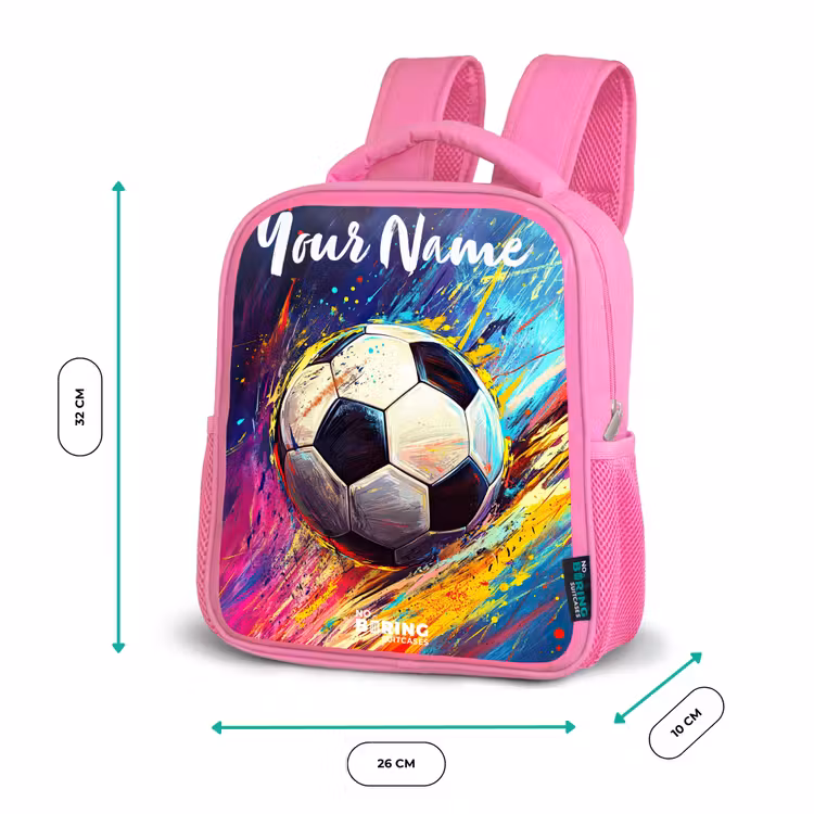 Neon - Voetbal - Kleurrijk Kinderrugzak - Roze middel -productfoto_formaten