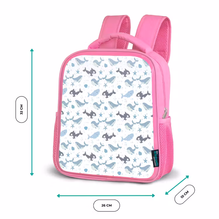 Oceaan - Walvis - Orka - Blauw Kinderrugzak - Roze middel 863 -productfoto_formaten