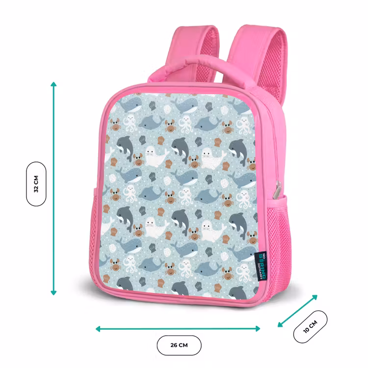 Oceaan - Walvis - Zeehond - Krab Kinderrugzak - Roze middel 863 -productfoto_formaten