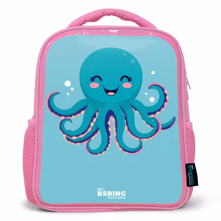 Octopus - Water - Blauw Kinderrugzak - Roze middel -3d