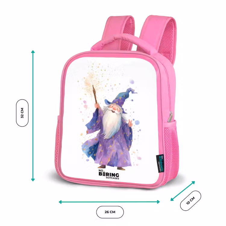 Oude tovenaar met staf Kinderrugzak - Roze middel -productfoto_formaten