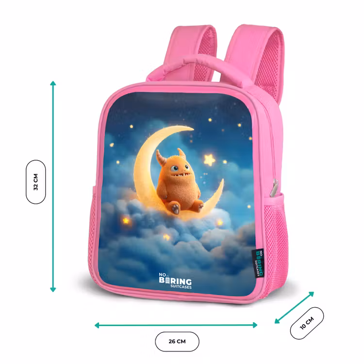 Oranje monster op maansikkel Kinderrugzak - Roze middel -productfoto_formaten
