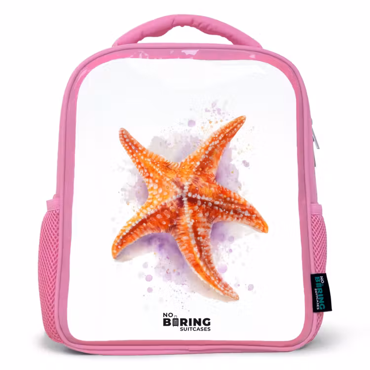 Oranje Zeester Illustratie Kinderrugzak - Roze middel -3d