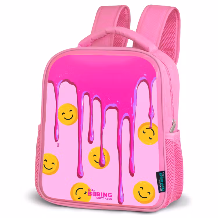 Verf - Smiley - Roze Kinderrugzak - Roze middel -schuin