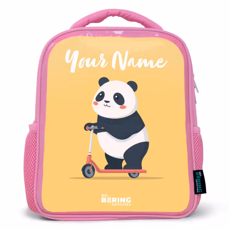 Panda - Step - Geel Kinderrugzak - Roze middel -3d