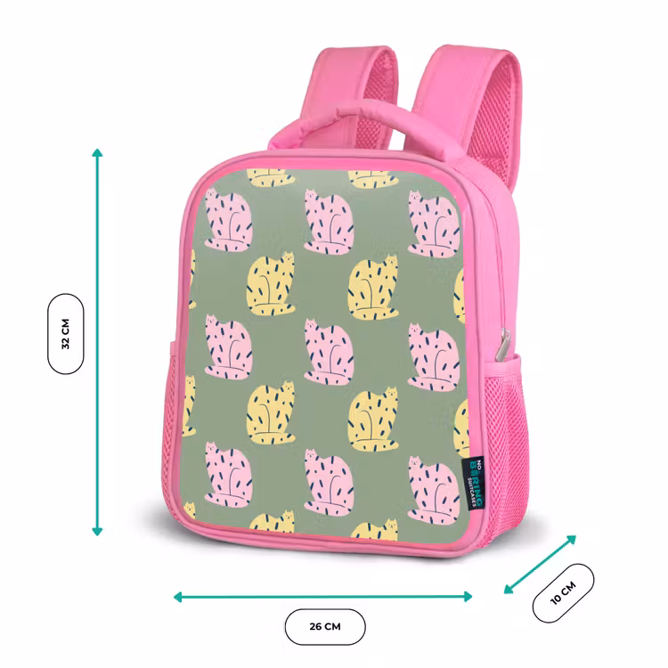 Pastel - Katten - Vlekjes - Groen Kinderrugzak - Roze middel 863 -productfoto_formaten