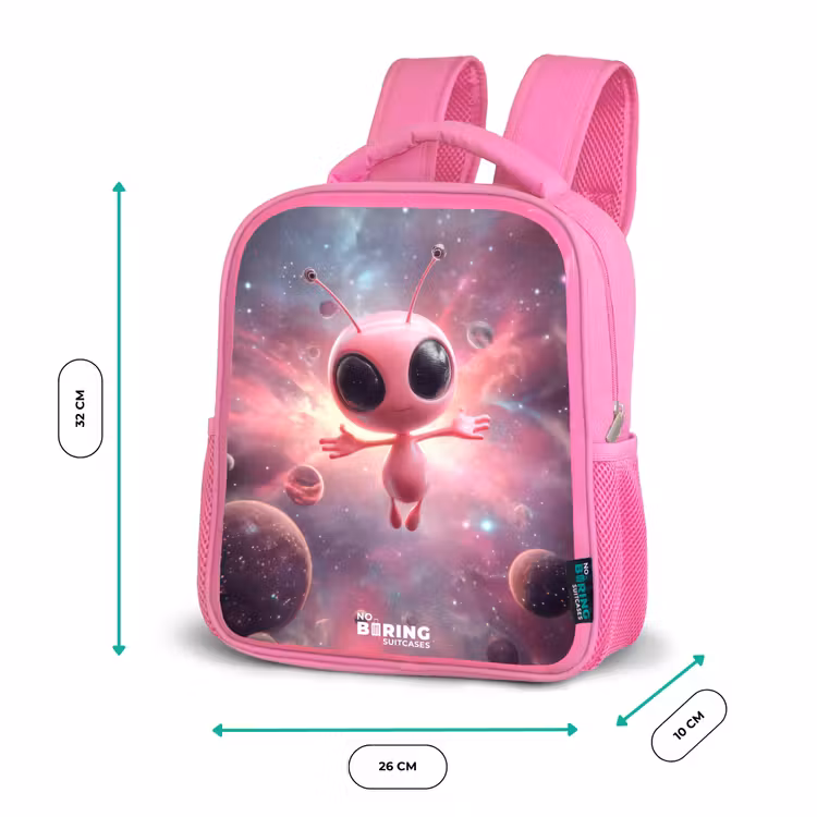Roze Alien in Sterrennevel Kinderrugzak - Roze middel -productfoto_formaten