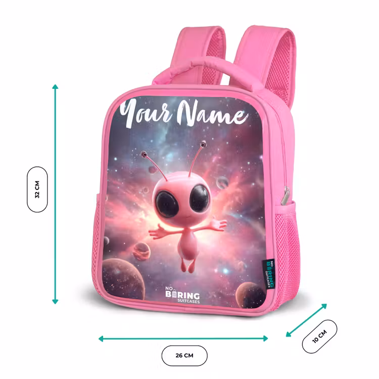Roze Alien in Sterrennevel Kinderrugzak - Roze middel -productfoto_formaten