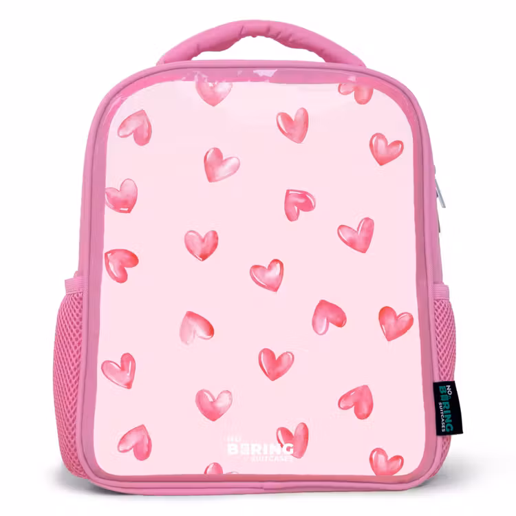 Roze hartjes Kinderrugzak - Roze middel -3d