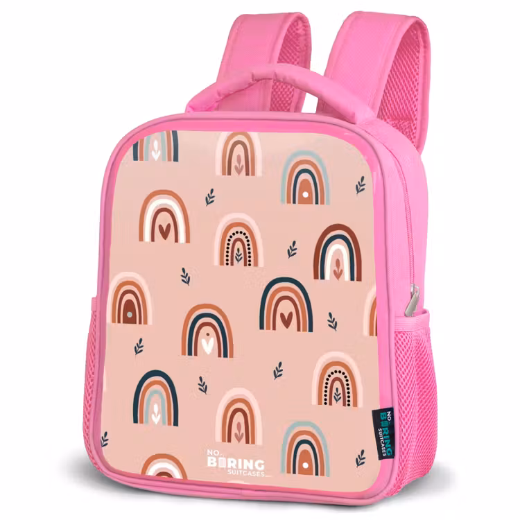 Roze regenbogen patroon Kinderrugzak - Roze middel -schuin