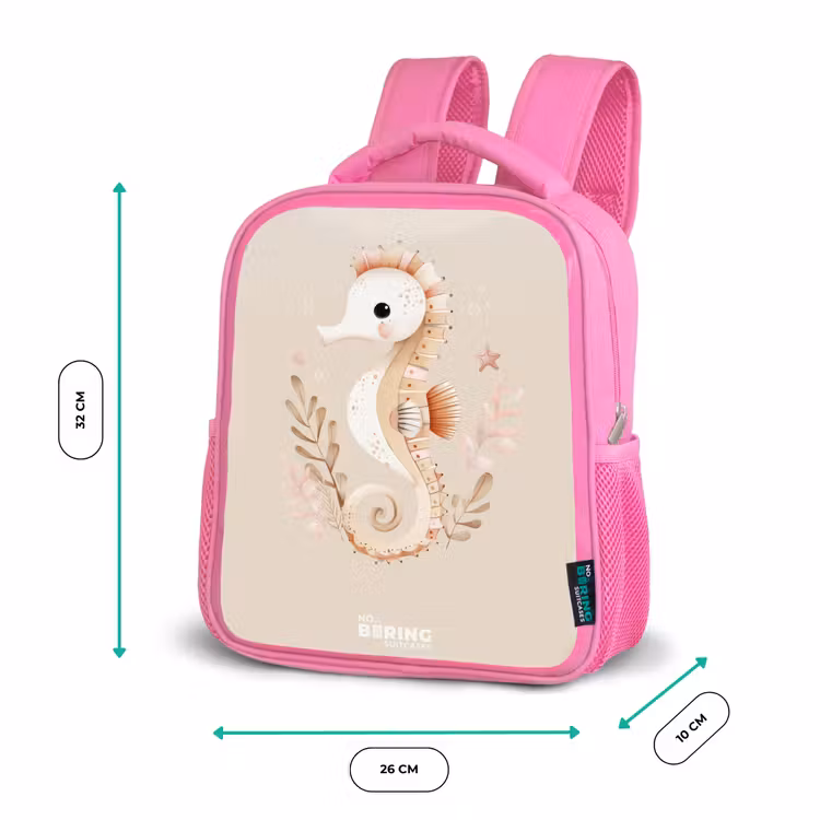 Roze zeepaardje tussen zeeplanten Kinderrugzak - Roze middel -productfoto_formaten